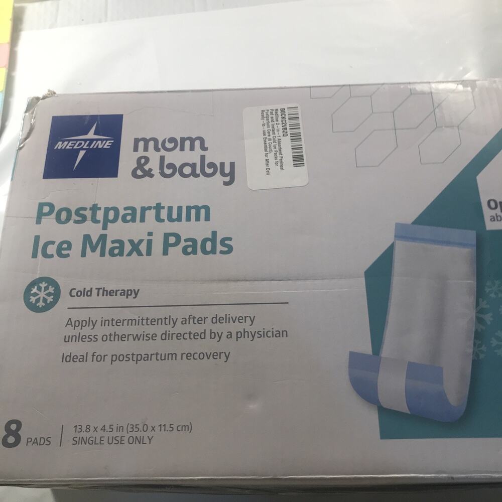 Medline 2-in-1 Perineal Pad & Cold Packs - Postpartum Care, Maternity, 8 Count